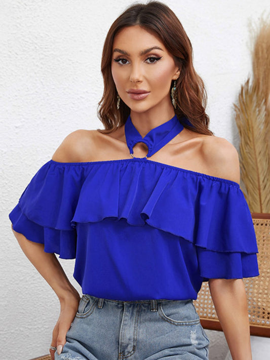 Halter Neck Ruffled Blouse