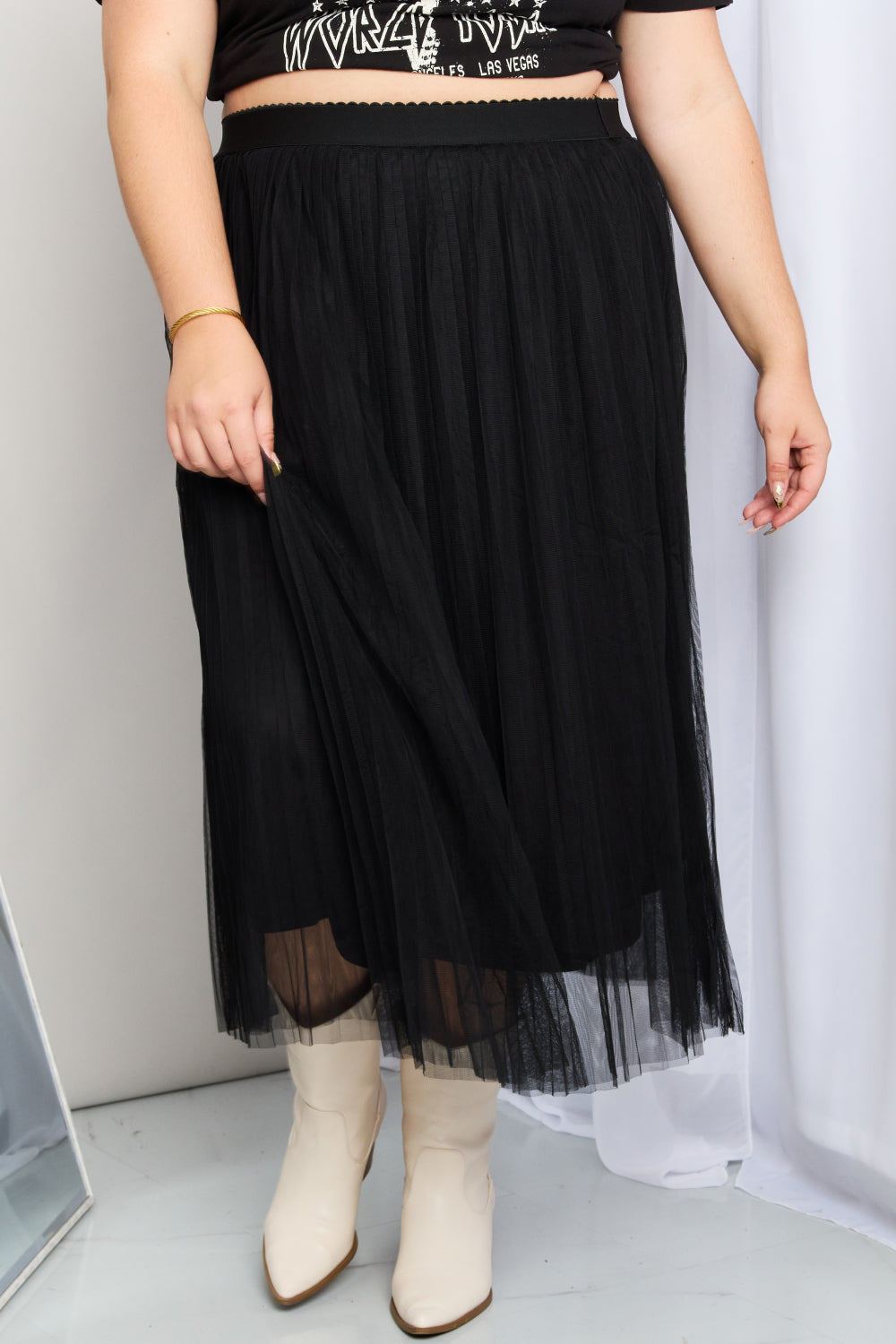 Zenana Full Size Pleated Lined Tulle Skirt