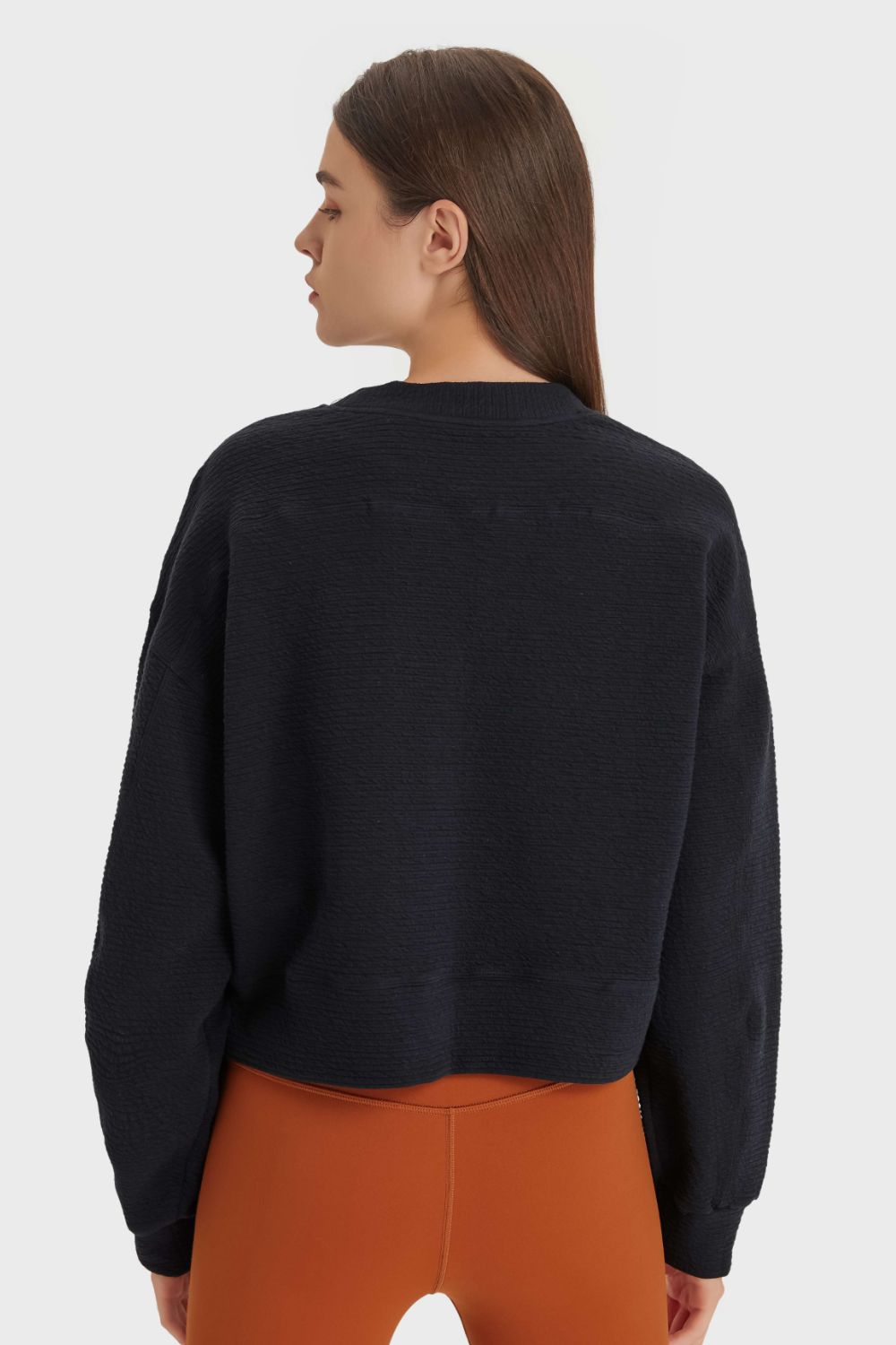 Textured Dropped Shoulder Sports Top