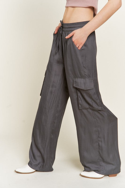 Satin Cargo Pants