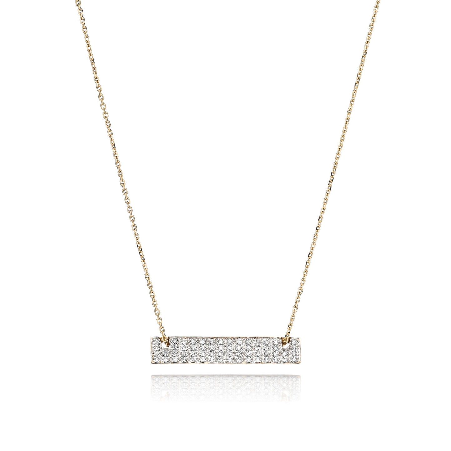 Bar of Diamonds on a Chain in 14k Gold
