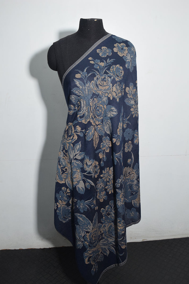 Pashmina Woven Jacquard Shawl Available In Red And Navy Blue