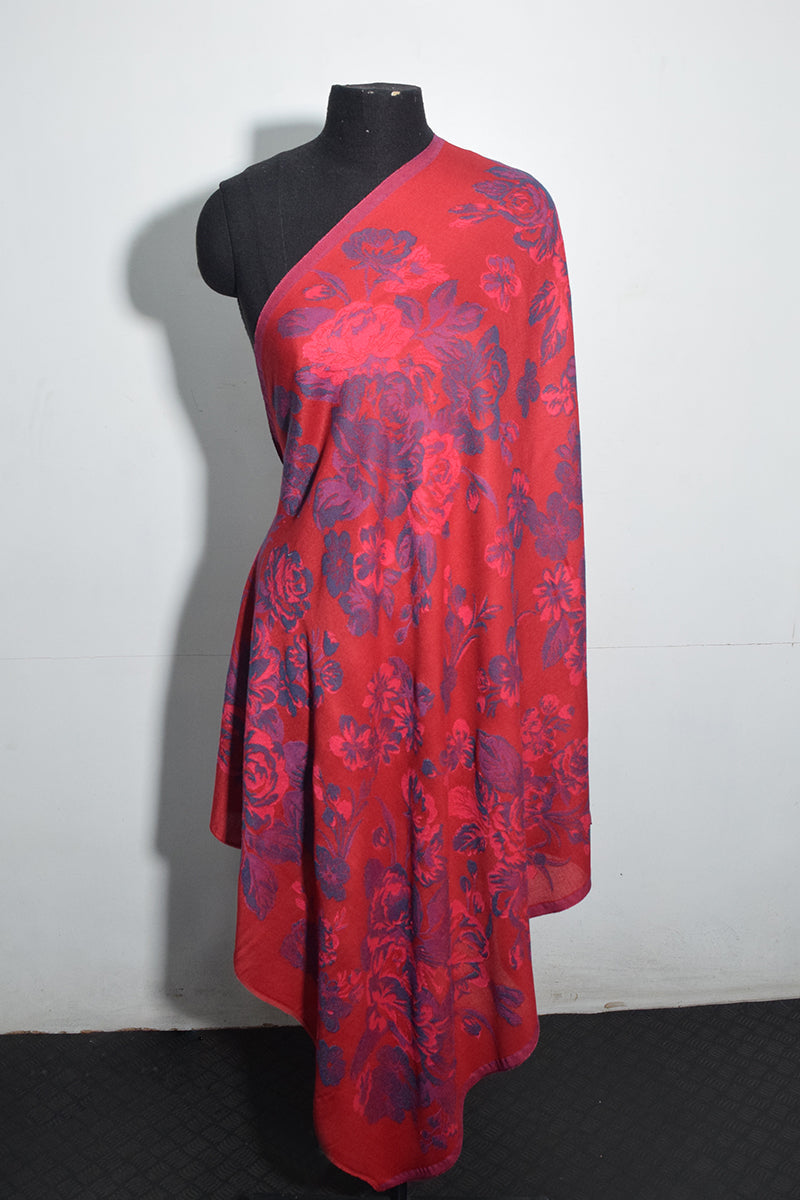 Pashmina Woven Jacquard Shawl Available In Red And Navy Blue