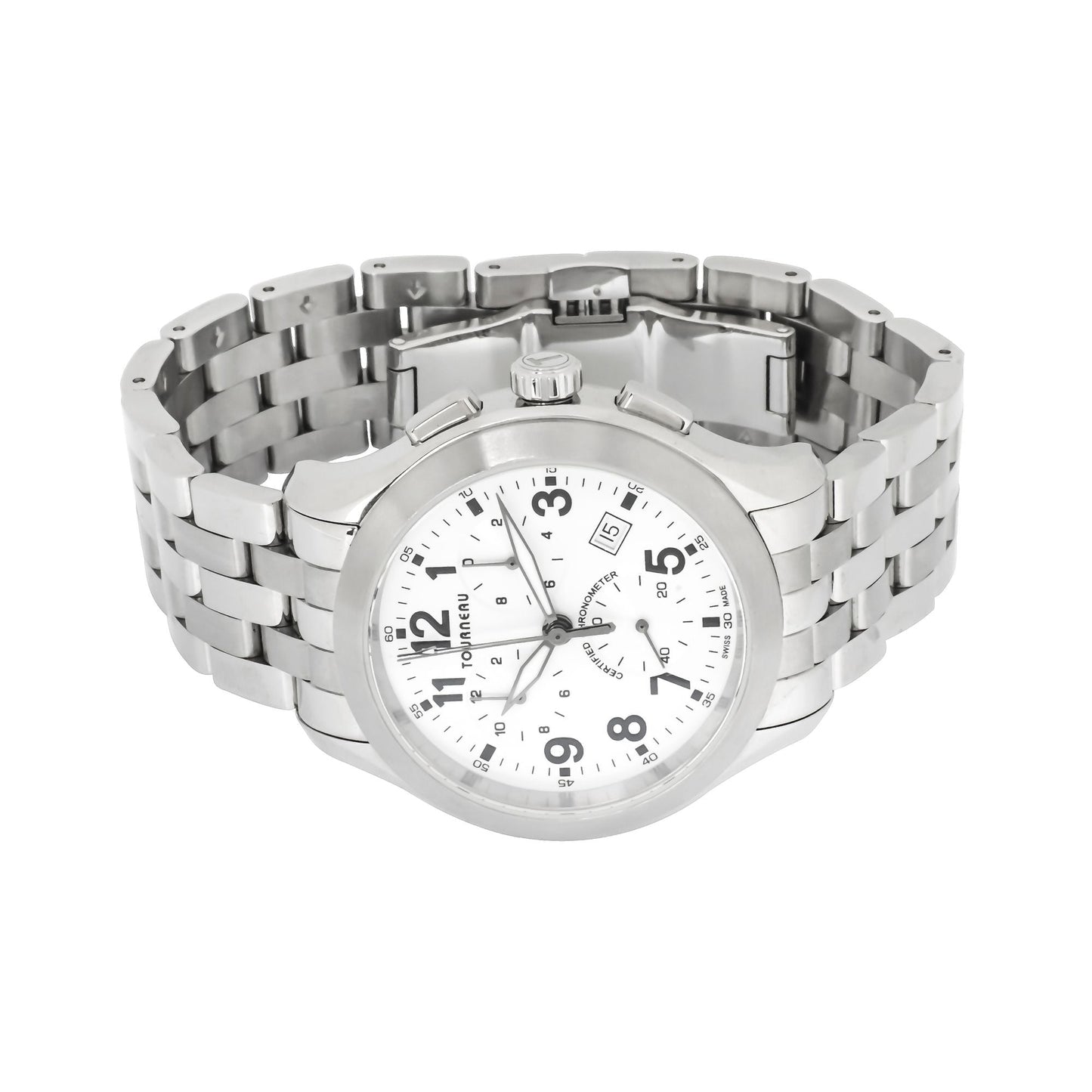 Tourneau Chronograph Chronometer Stainless Steel Silver Dial Sportgraph Men's Watch 934 1001 4153