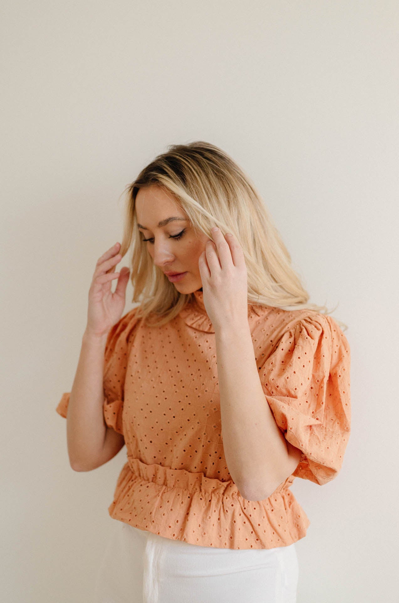 Kassi Eyelet Puff Sleeve Top