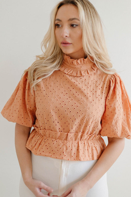 Kassi Eyelet Puff Sleeve Top