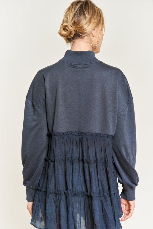 Mock Neck Ruffle Tunic