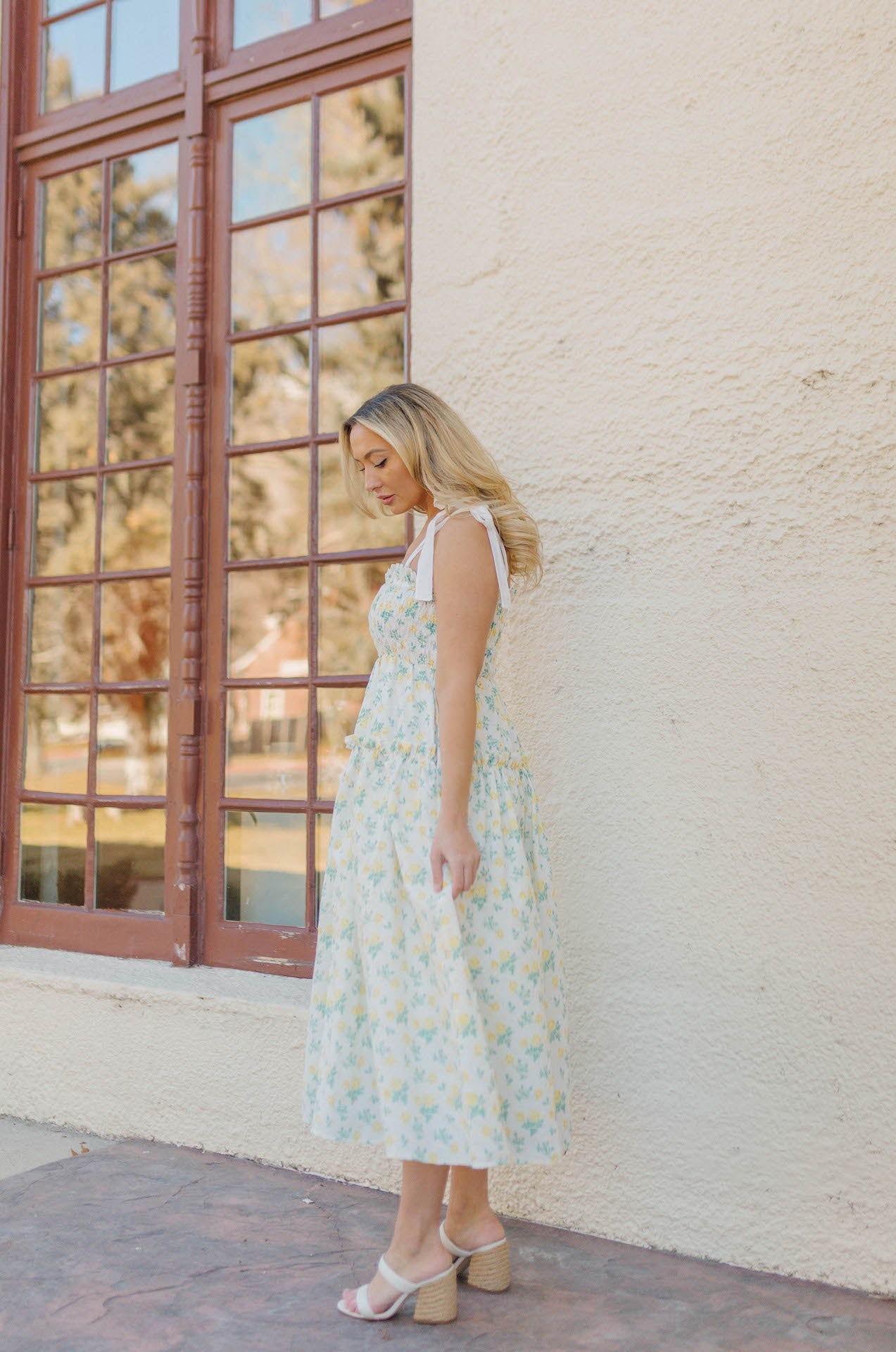 Yours Truly Floral Print Smocked Midi Dress