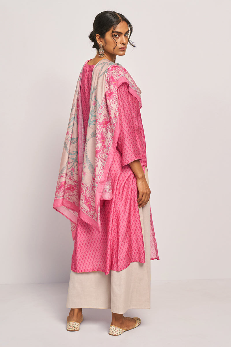 Confetti Pink Paisley Printed Kurta With Bemberg Lawn Dupatta