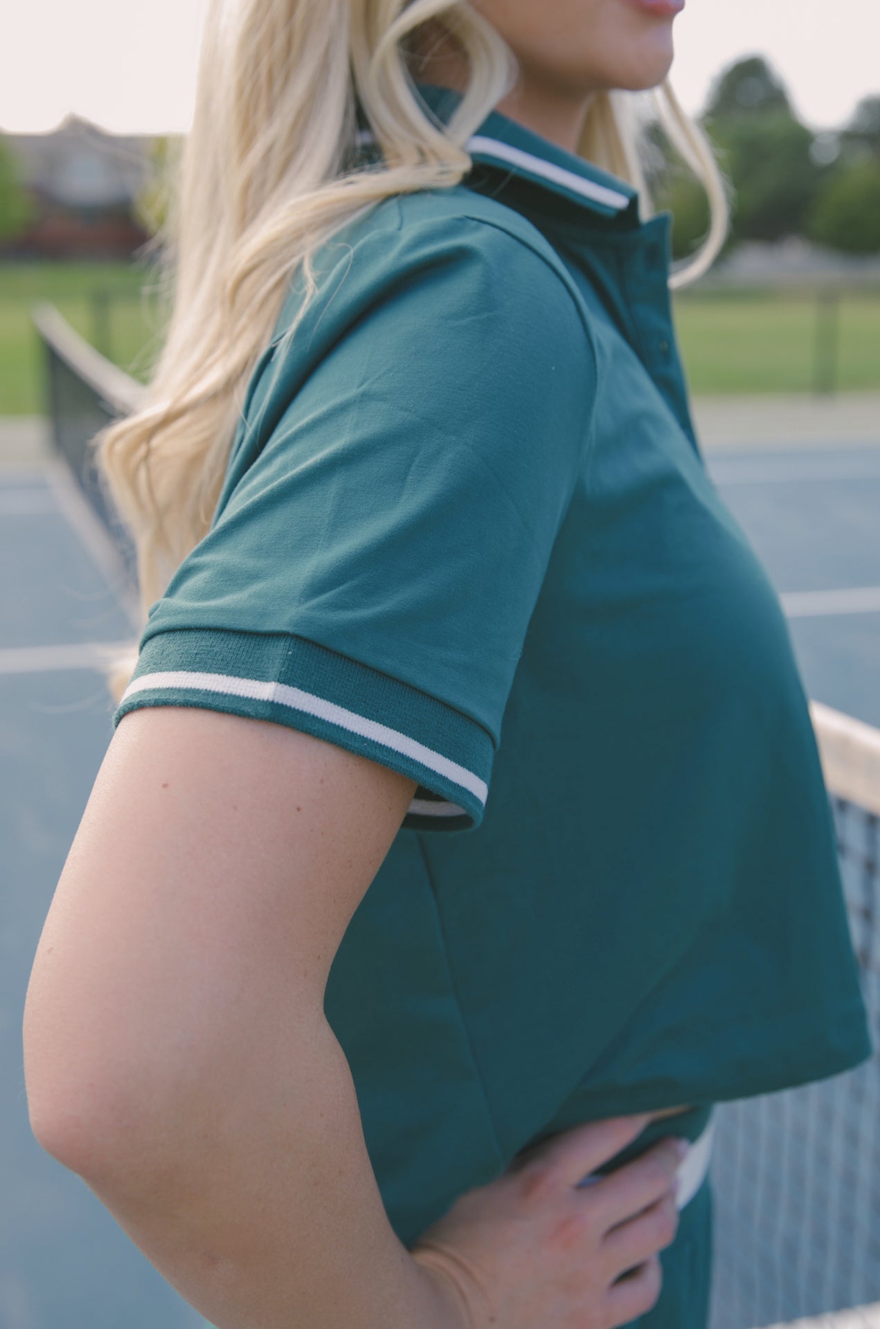 Courtside Green Cropped Polo Shirt