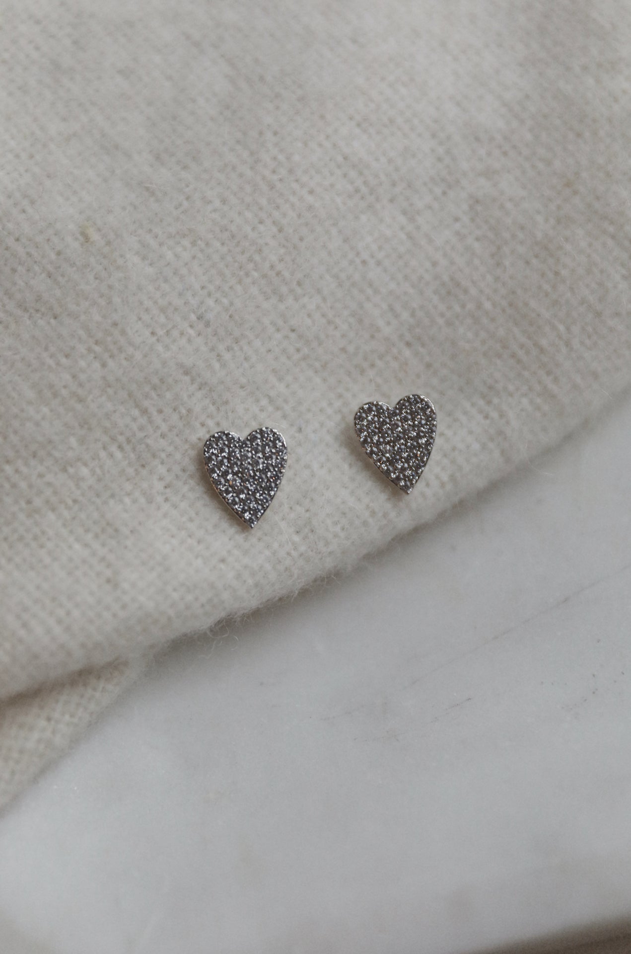 Sterling Silver Heart Diamond Earrings