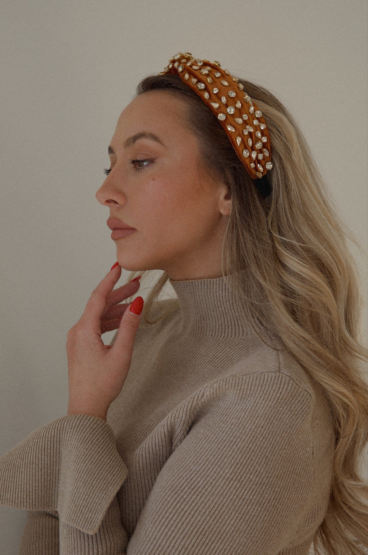 Rust Velvet Jeweled Headband