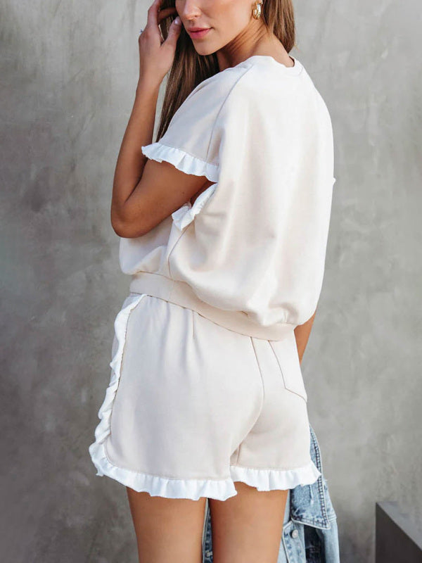 Casual Flying Short T-Shirt + Double Side Pocket Shorts Two-piece Set