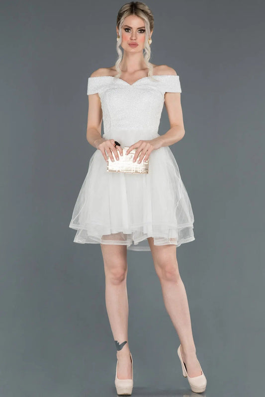 Short White Prom Gown AFWABK776