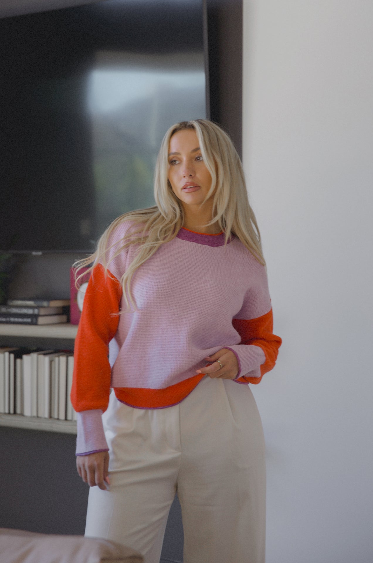 Scarlet Color Block Sweater