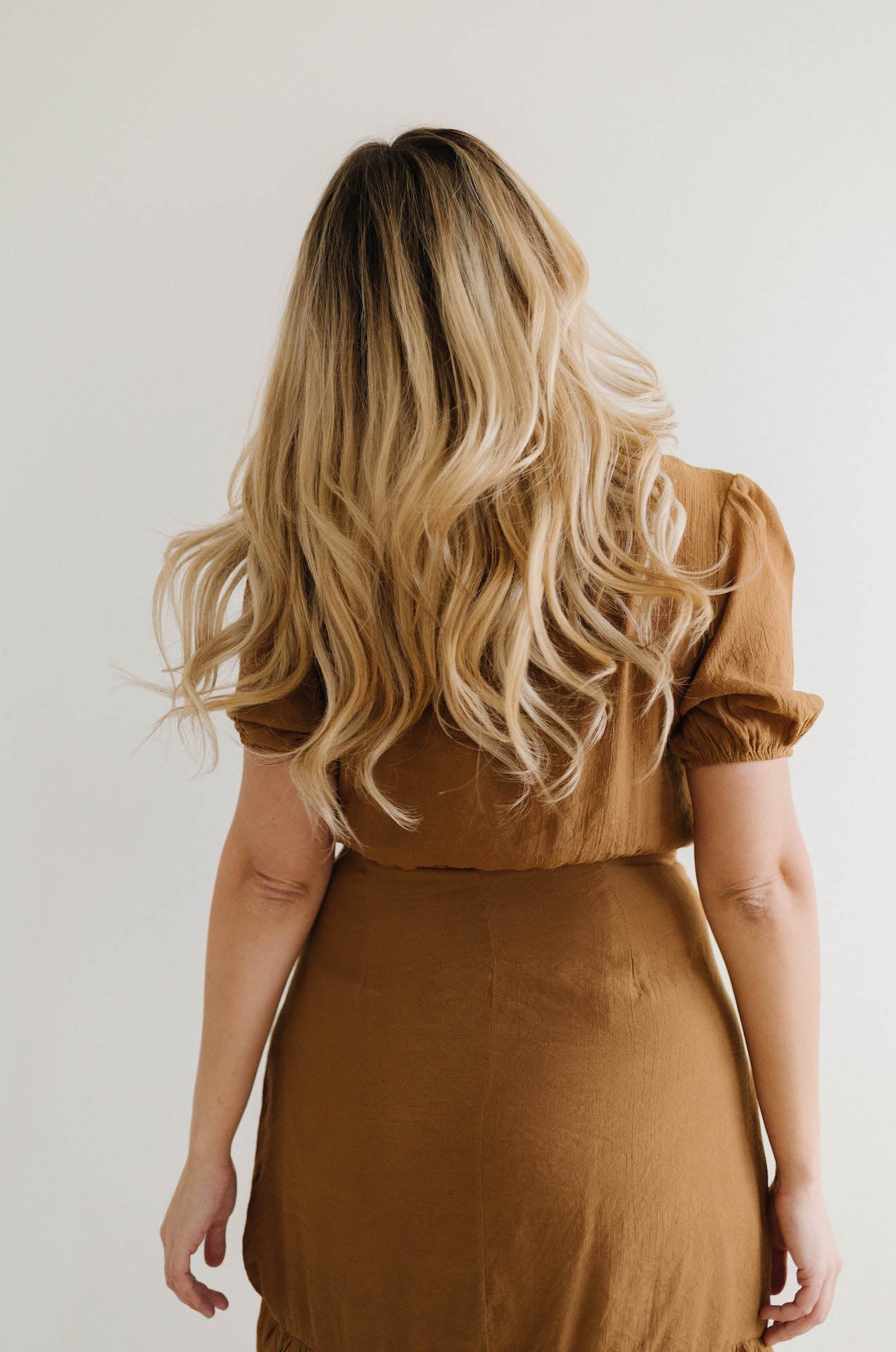 European Lover Ruched Front Mini Dress - Brown