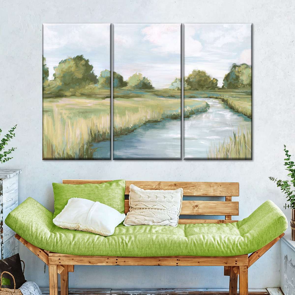 Country River Scenery Wall Art
