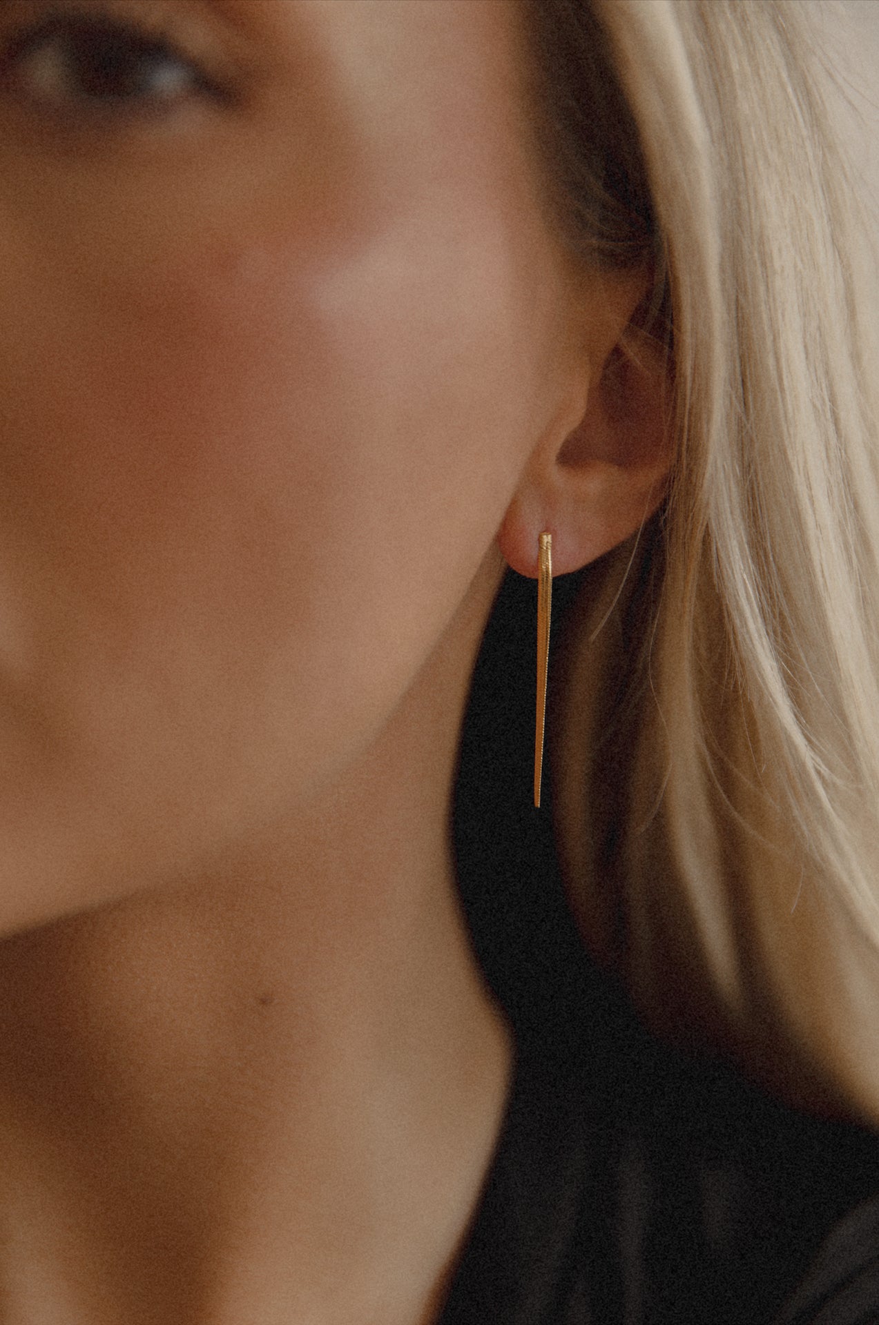 Simple 14k Gold Drop String Earrings