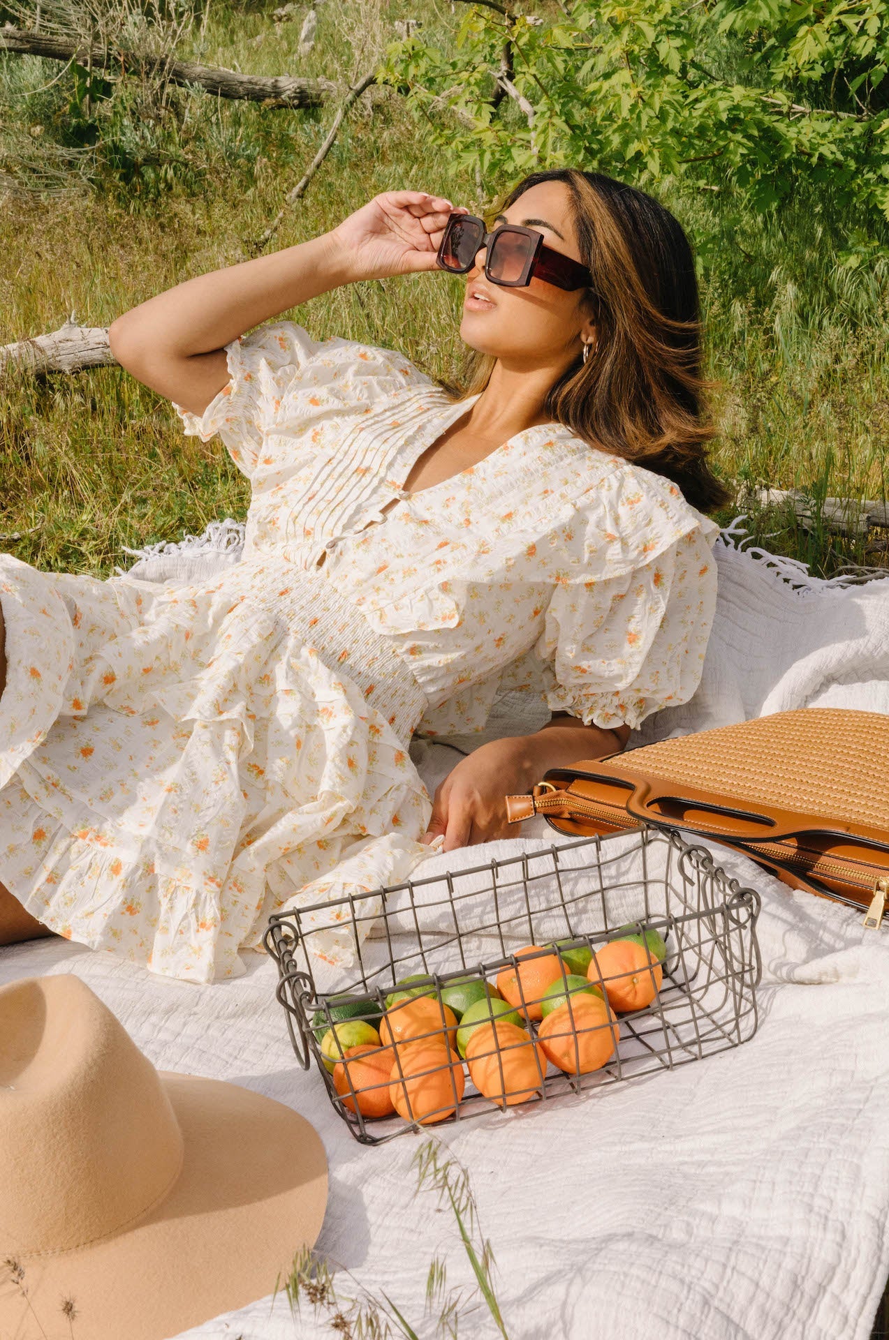 Weekend Dreams Floral Printed Ruffle Mini Dress - Orange