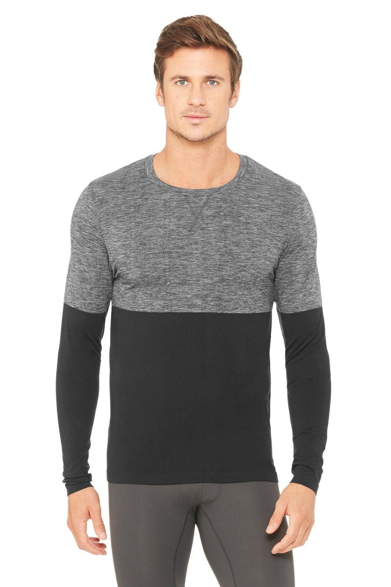 Energy Long Sleeve Crew - Black/Charcoal Heather