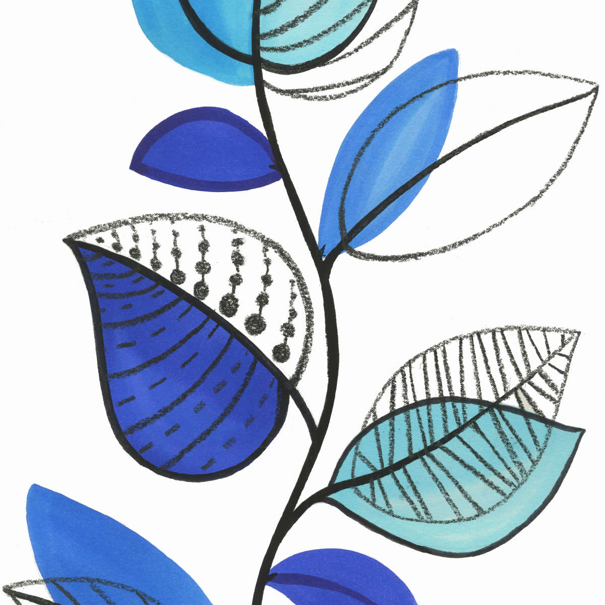 Illustrative Blue Wall Art