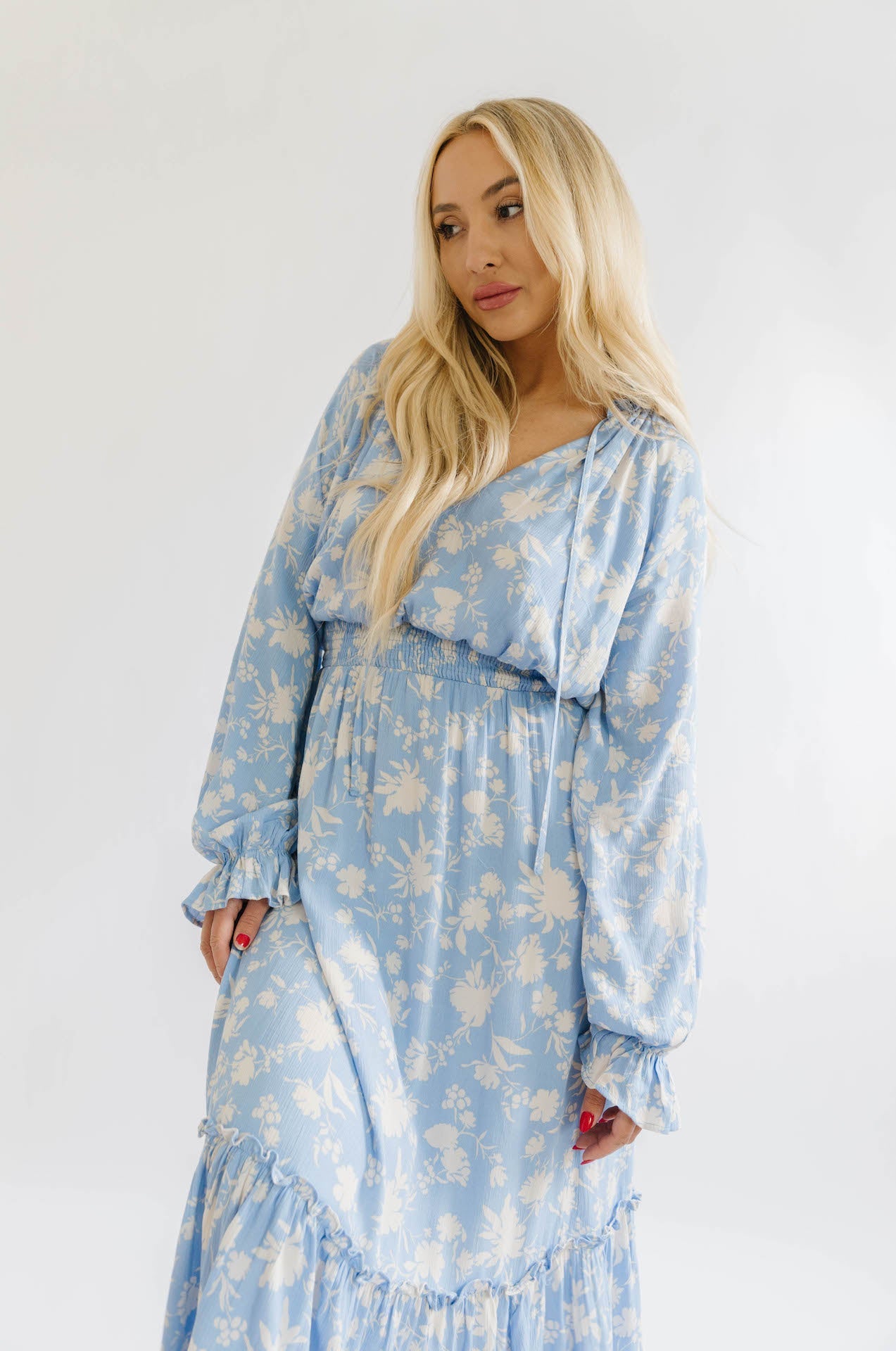 Charlize Floral Print Long Sleeve Maxi Dress