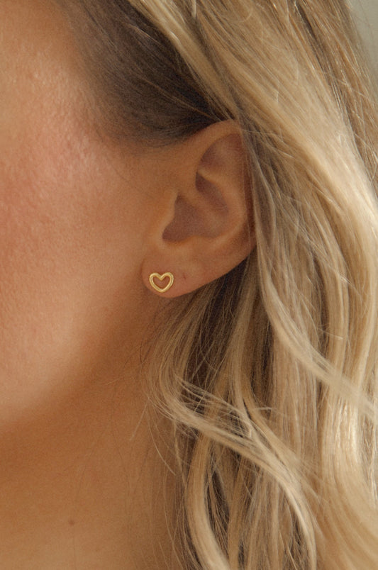 14k Gold Open Heart Earring