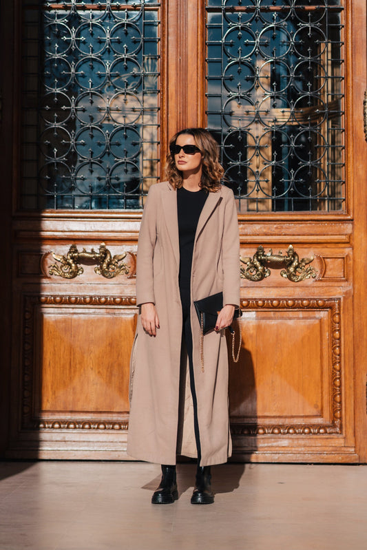 Palton lung cu crapatura Lia