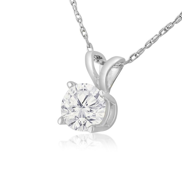 .50 CARAT AGI Certified Diamond Solitaire Pendant in 14k White Gold (Lab Created)