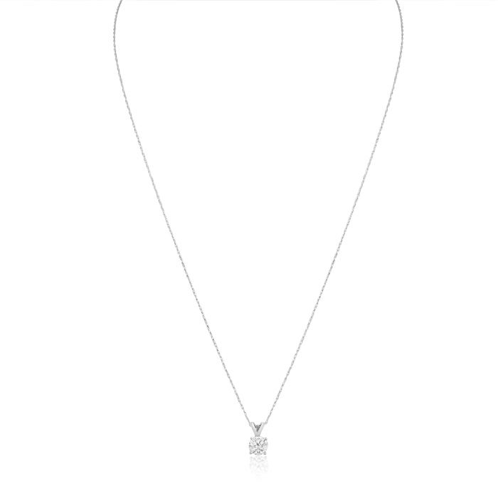 .50 CARAT AGI Certified Diamond Solitaire Pendant in 14k White Gold (Lab Created)