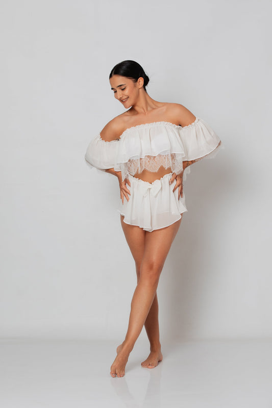 Pijama scurta din voal Anne