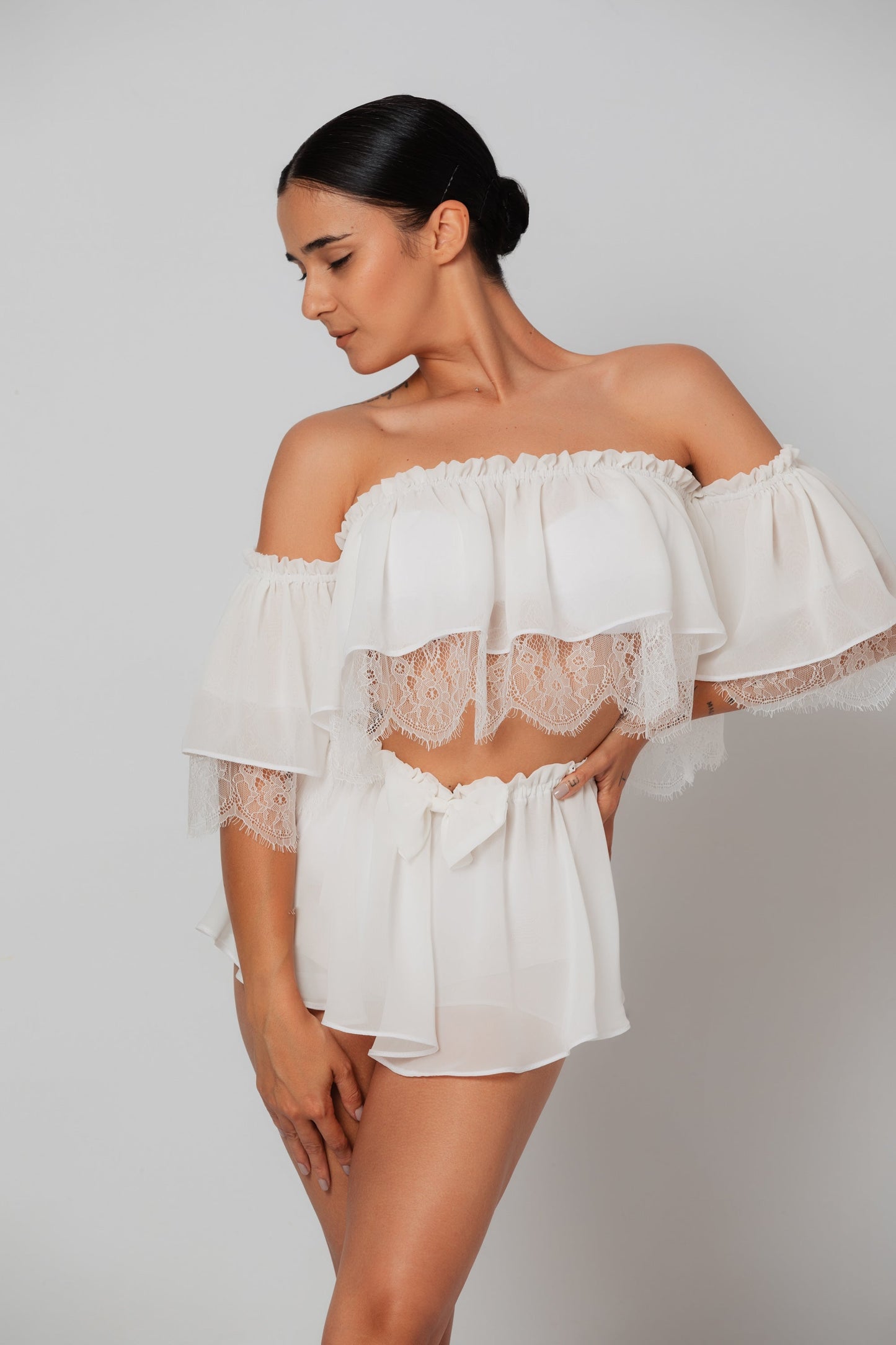 Pijama scurta din voal Anne