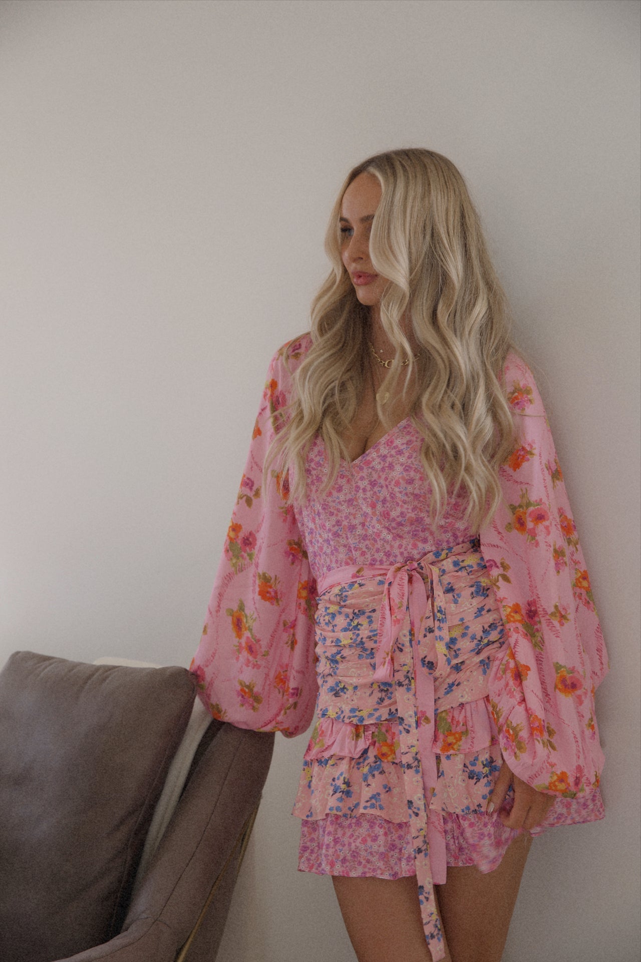 Margo Ruffle Floral Mini Dress