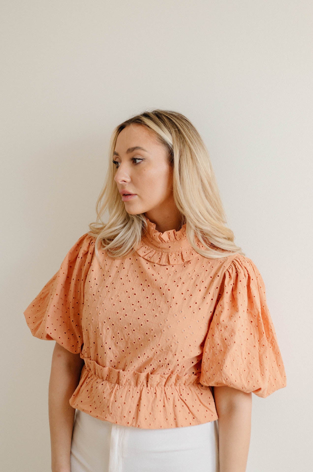 Kassi Eyelet Puff Sleeve Top