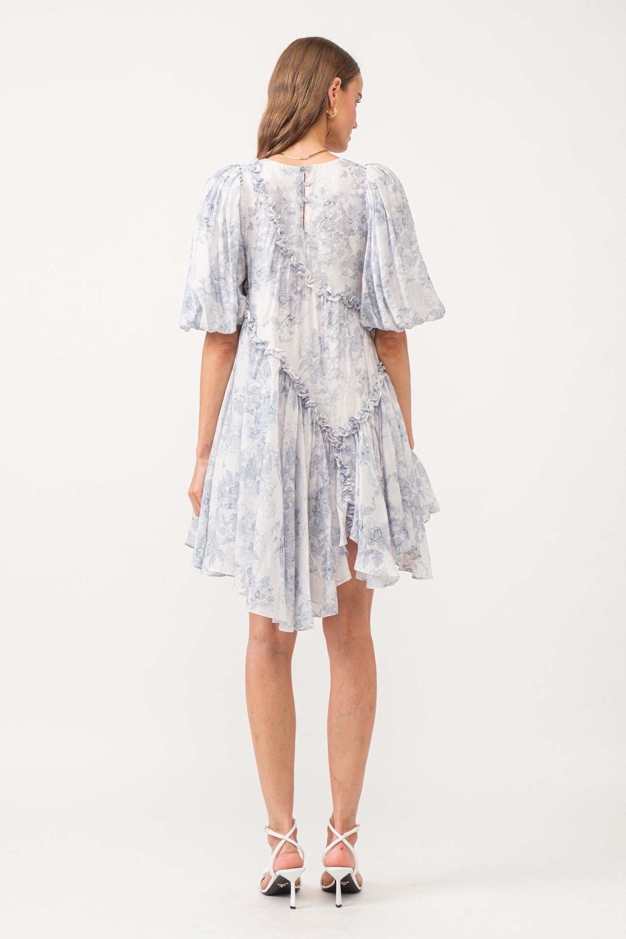 Toile Asymmetrical Mini Dress