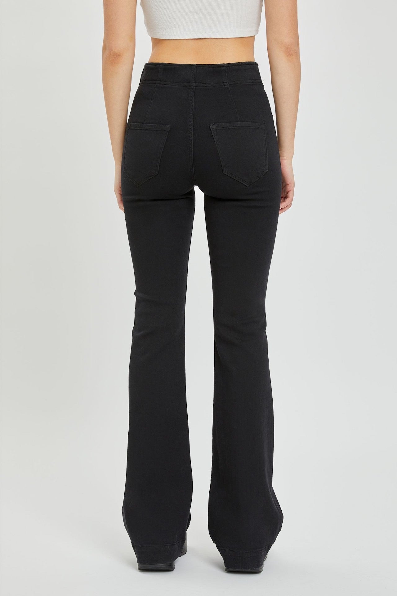 Overlapped Black Flare Jeggings