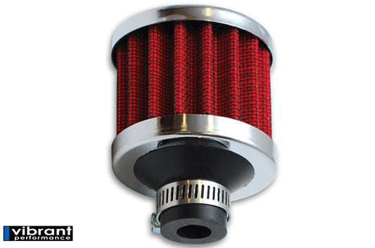 Vibrant Crankcase Breather Filter w/Chrome Cap 2 1/8in 55mm Cone ODx2 5/8in 68mm Tallx5/8in 15mm ID