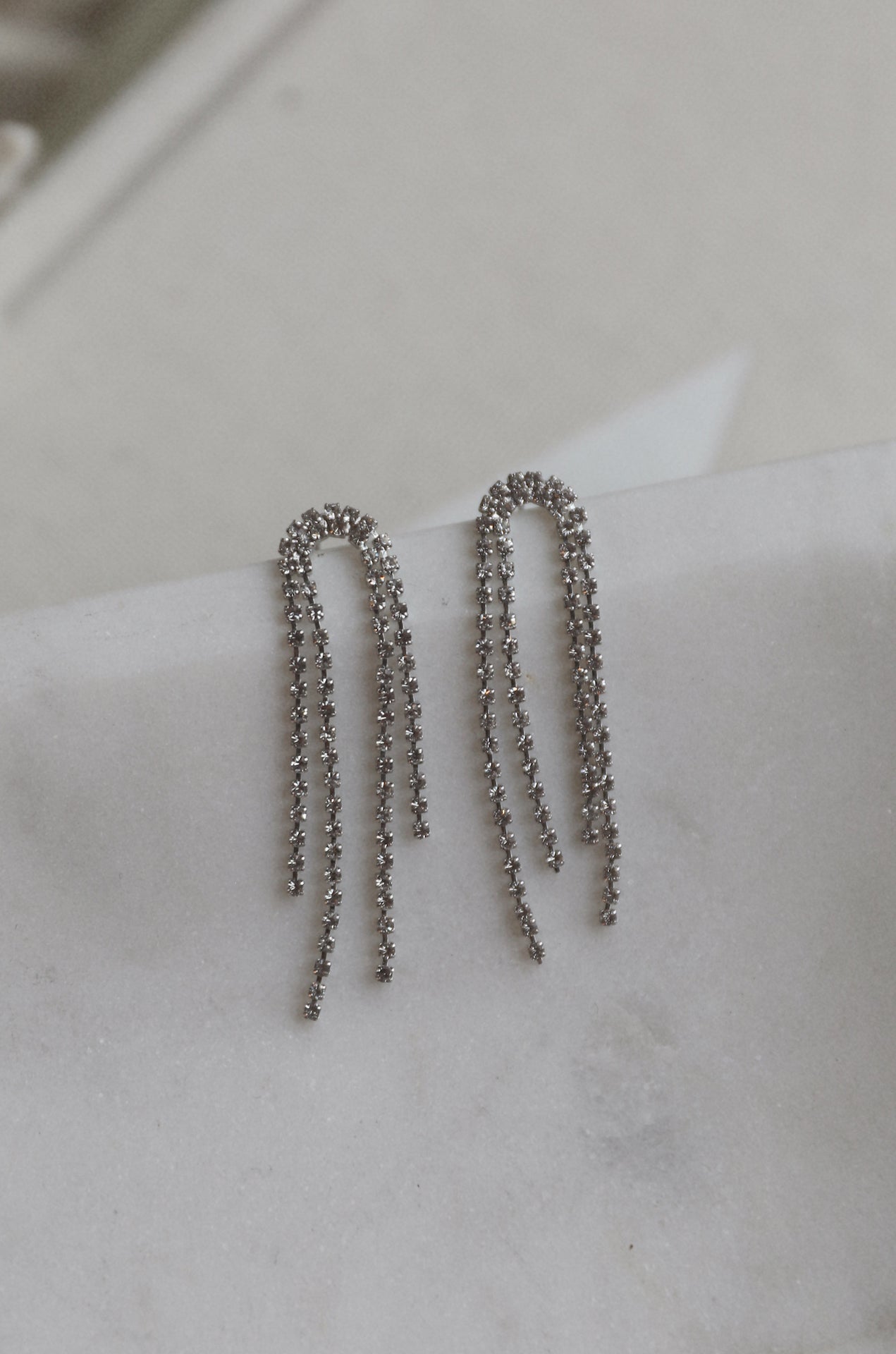 Rhinestone Arch Drop Earrings