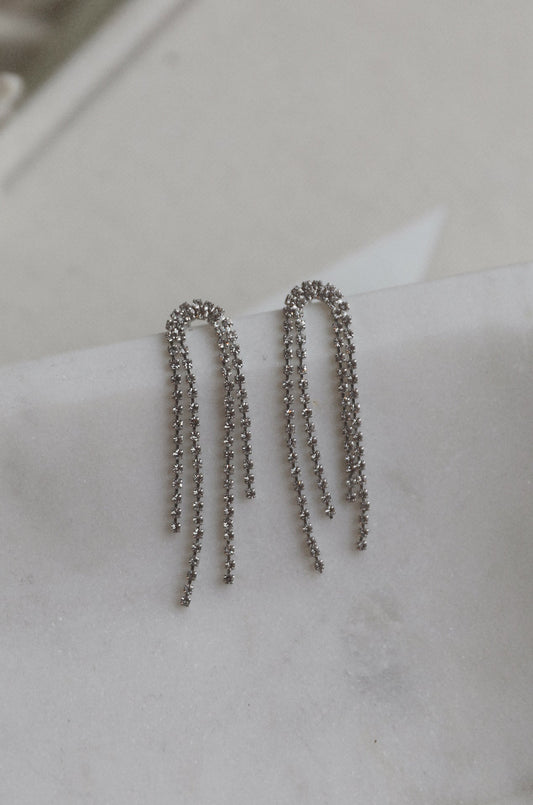 Rhinestone Arch Drop Earrings