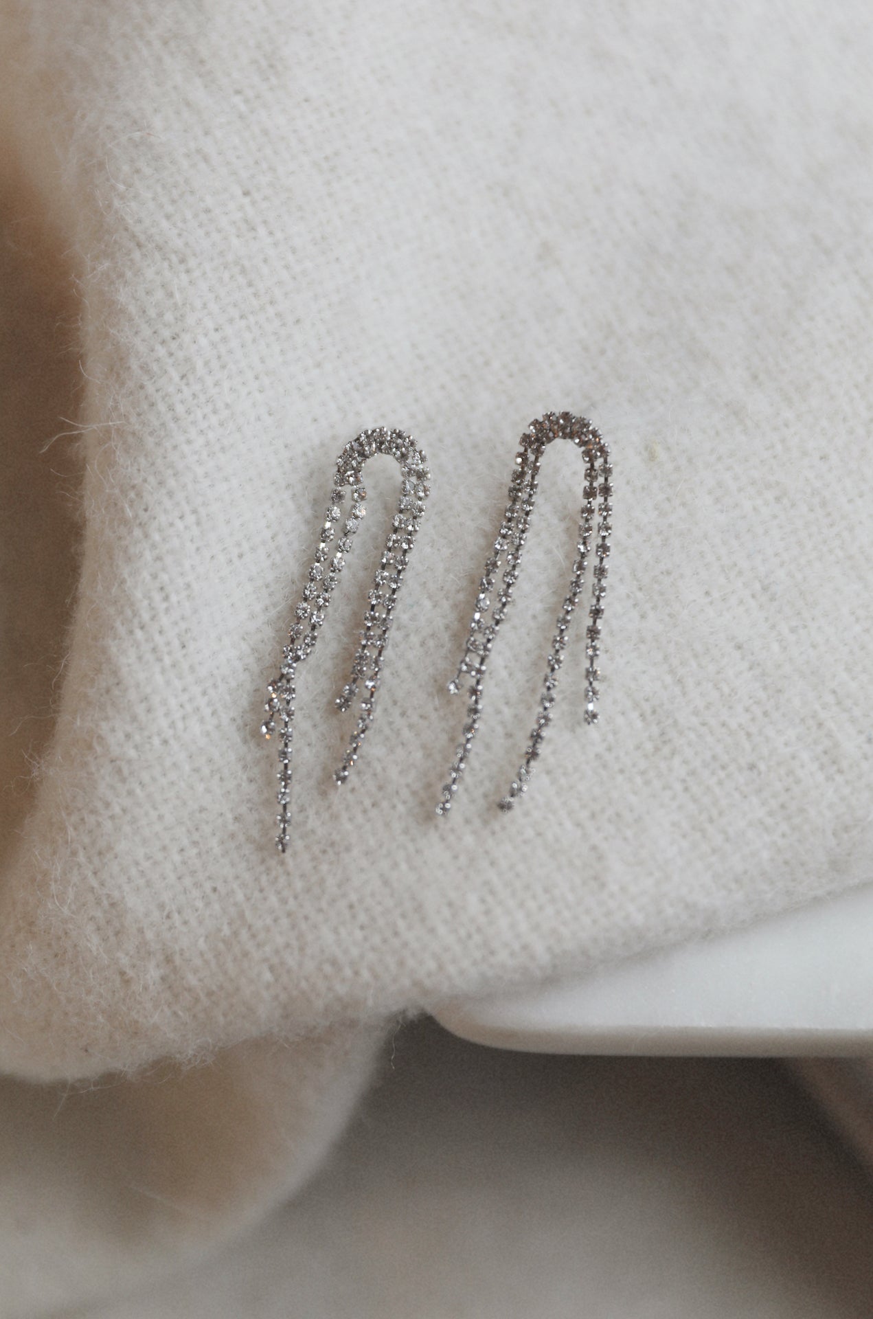 Rhinestone Arch Drop Earrings