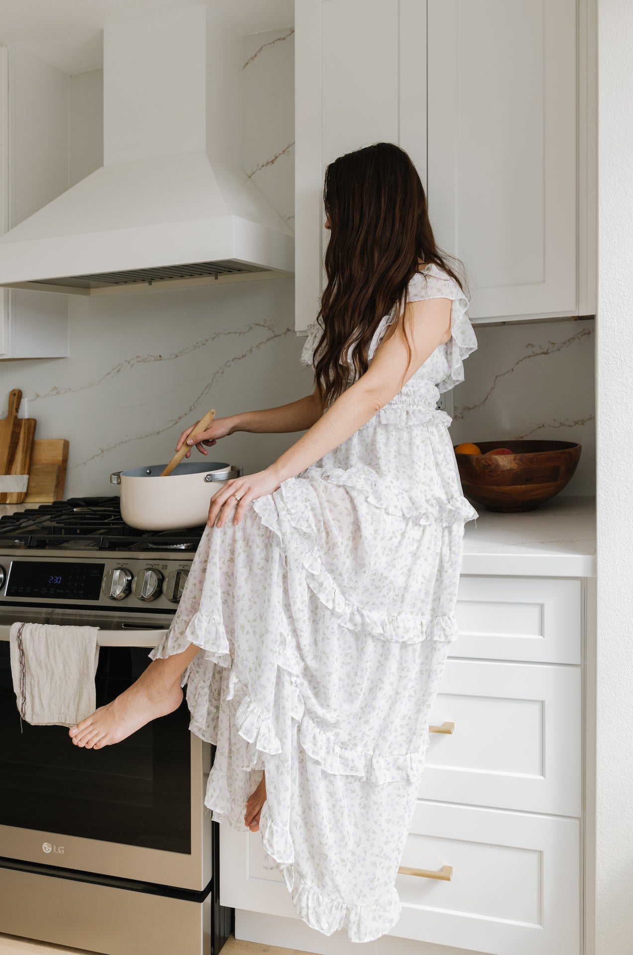 Dainty Florals Long Ruffle Dress