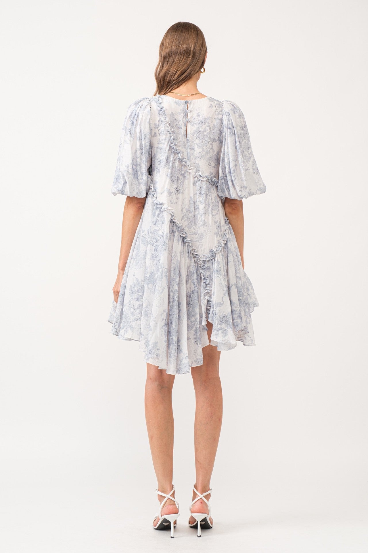 Toile Asymmetrical Mini Dress