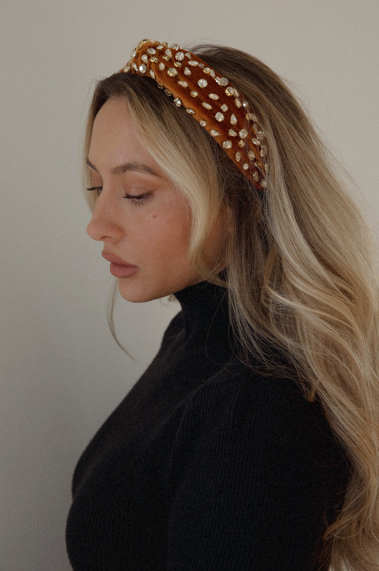 Rust Velvet Jeweled Headband