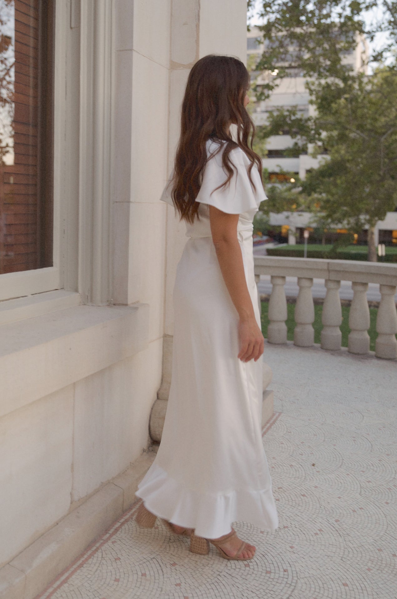 White Satin Midi Dress