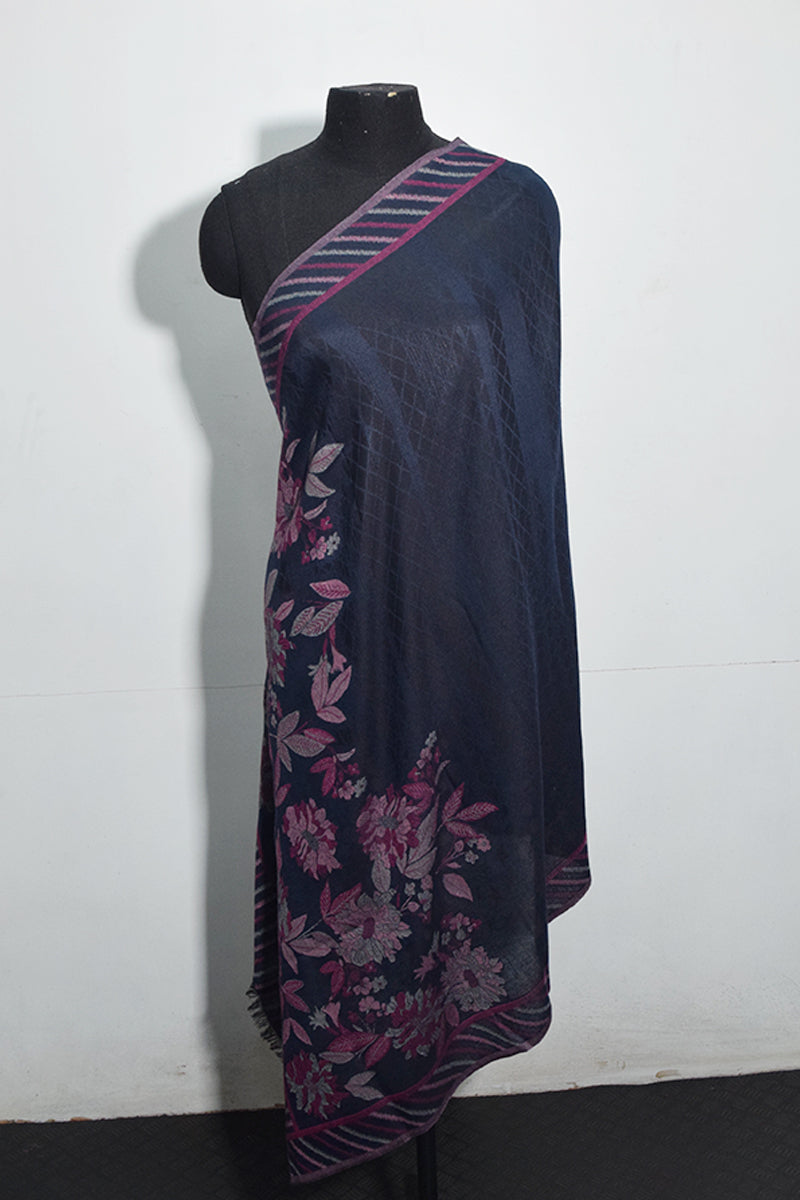 Pashmina Woven Jacquard Shawl Available in Mustard, Red And Navy Blue