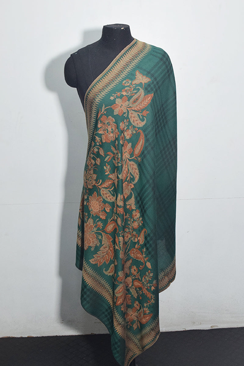 Pashmina Woven Jacquard Shawl Available in Cream, Green And Beige