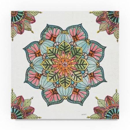 Trademark Fine Art &Mandala Morning V& Graphic Art Print on Wrapped Canvas, Size: 35 x 35, White