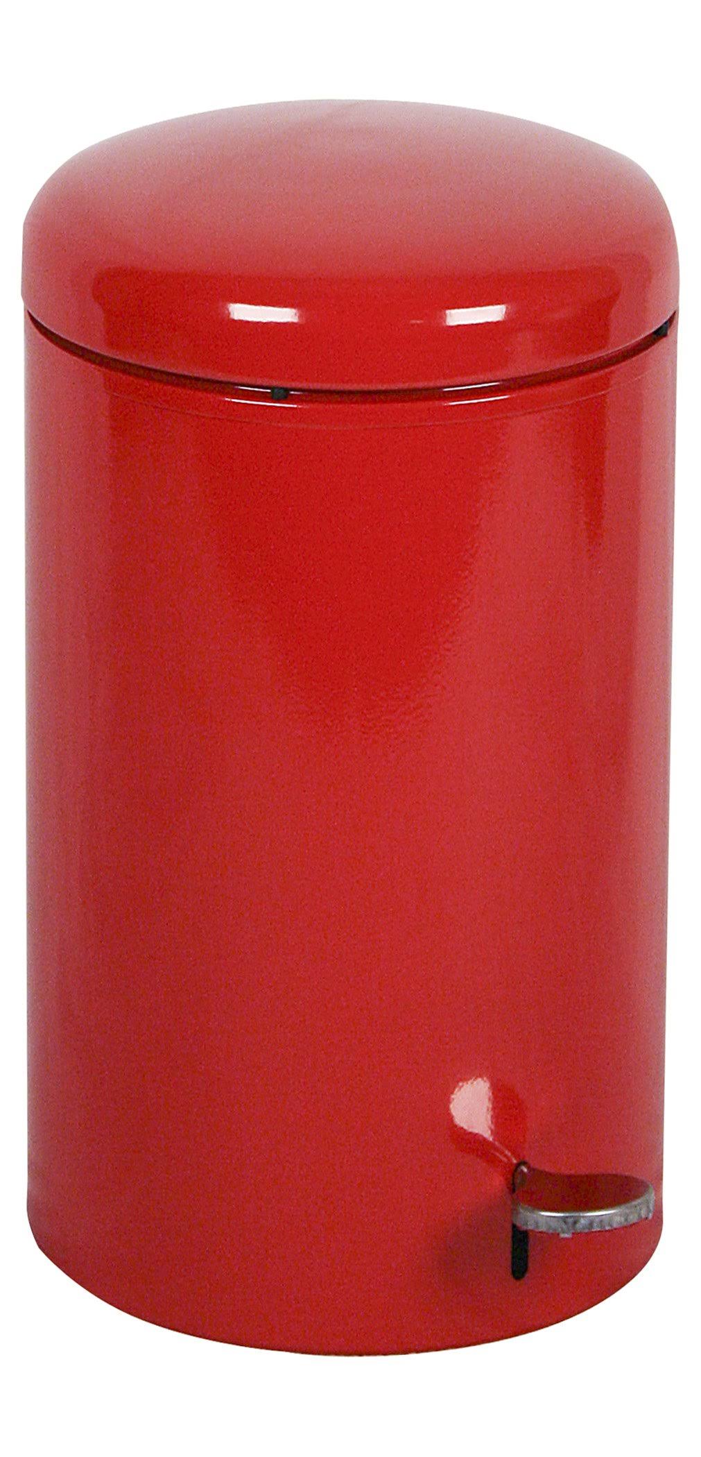 Witt Industries Step-On 7 Gallon Steel Trash Receptacle - 2270WH, Red