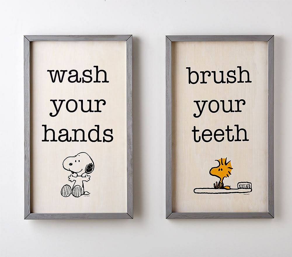 Peanuts Bathroom Art, Wash Your Hands - Kids Bedroom Decorations - Artwork u0026 Posters