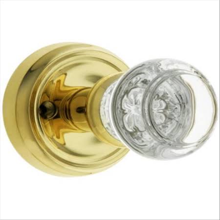 Traditional Rosette Set with Round Glass Door Knobs Dummy Un-Lacquered Brass Decorative